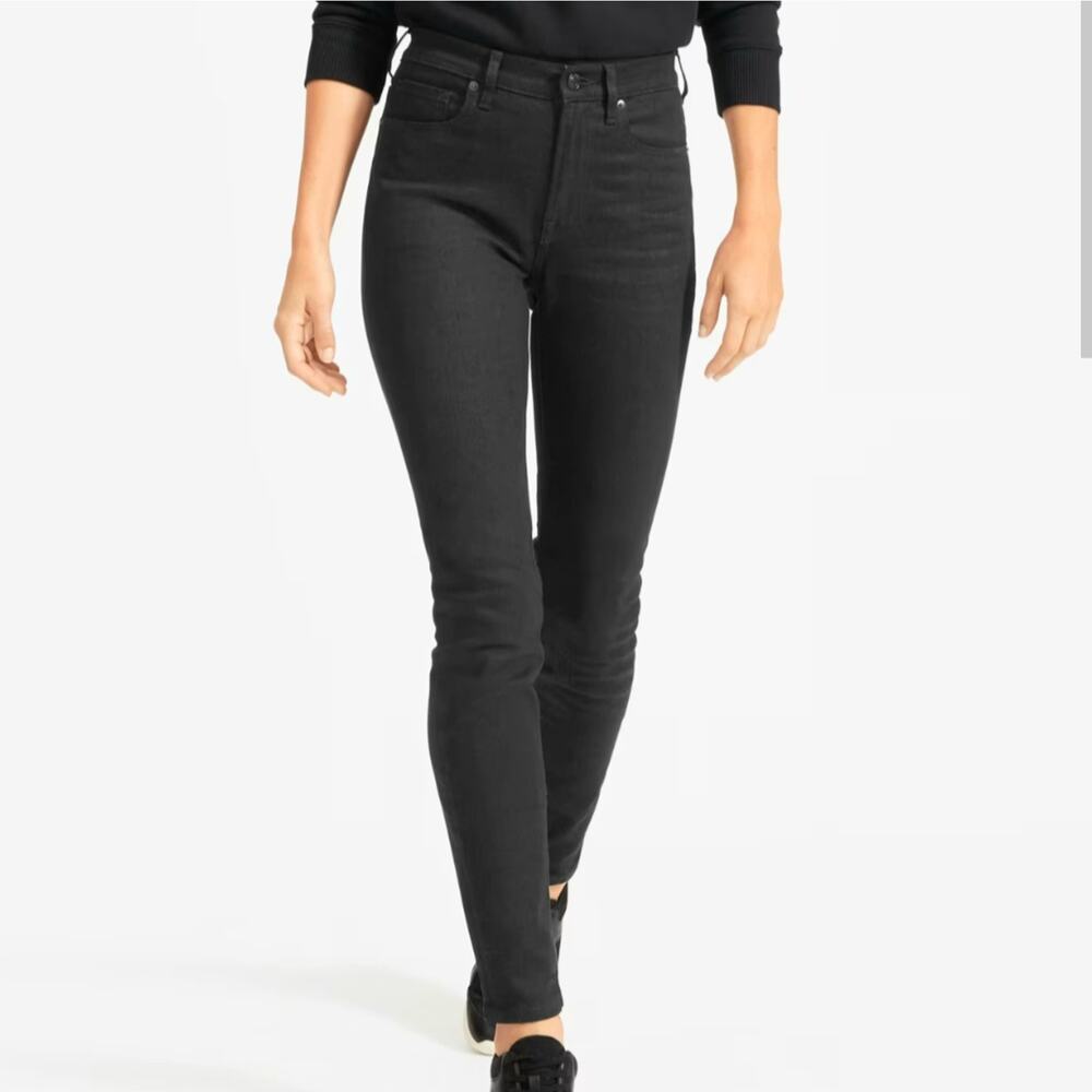 Everlane high rise authentic stretch skinny size 29 black wash jeans curvy